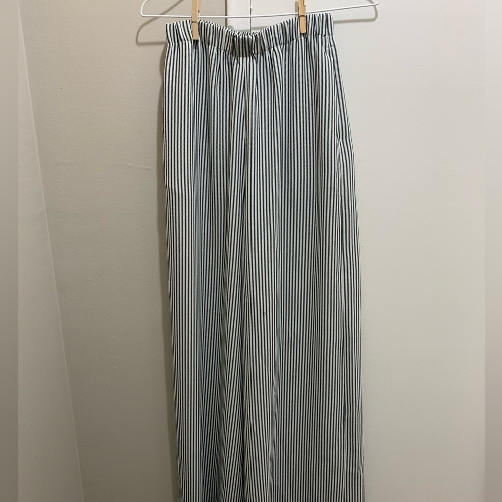 ATM Striped Wide Leg Palazzo Pants